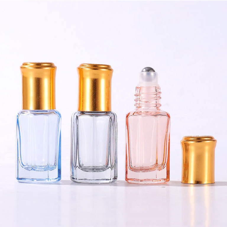 3ml 6ml 12ml Colorful Roller Bottle for Attar Oud Rollon Clear Essential Oil Parfum Roll On Glass Bottle with Roller Ball