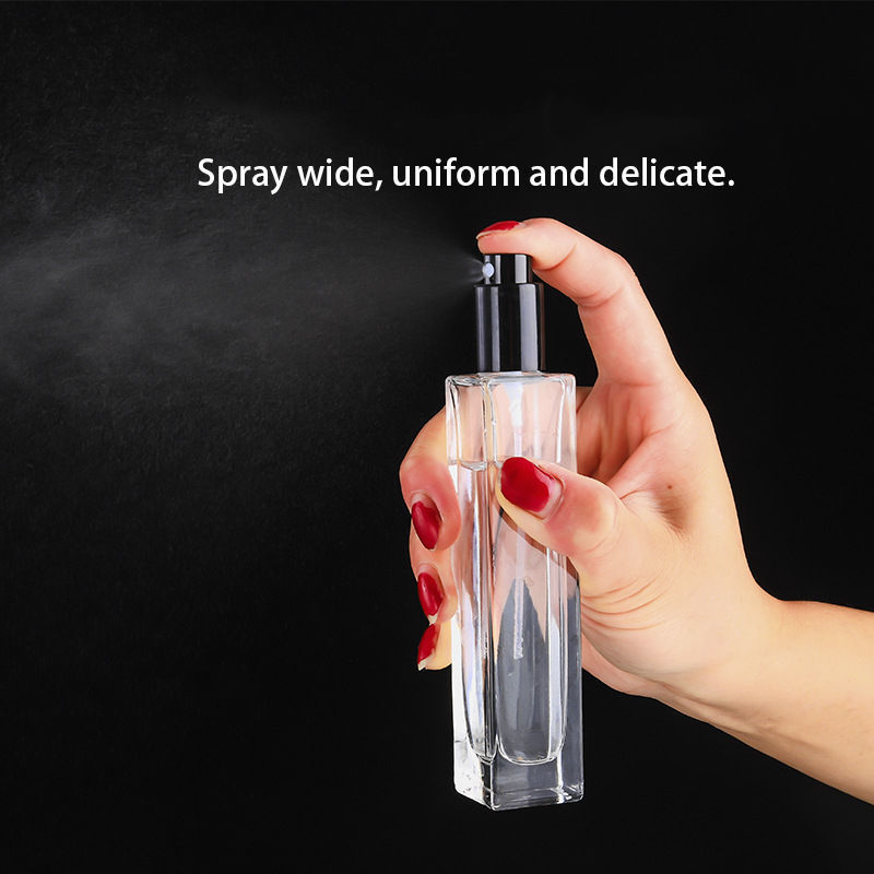 5ml 10ml 30ml Empty Fragrance Atomizer Cosmetic Packaging Clear 10 ml Square Perfume Glass Bottle with Spray Pump Cap