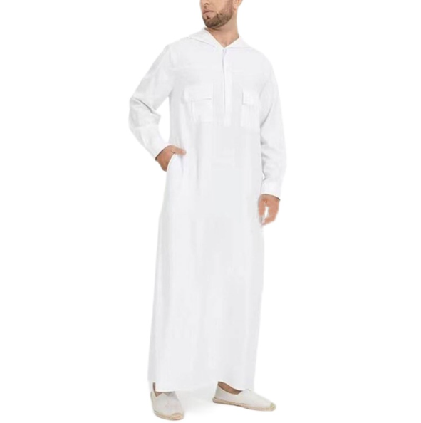 Limanying 2022 New Arabian simple men pocket hooded shirt muslim robe moroccan men abaya saudi jubba for men