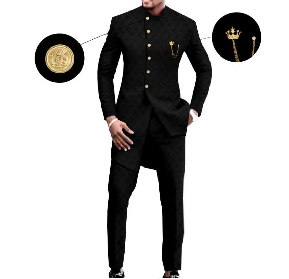 LMY African men's slim suit 2 piece set 100%cotton business formal suits wedding plus size men's suits for men new design