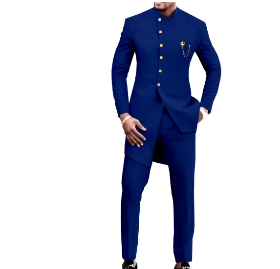 LMY African men's slim suit 2 piece set 100%cotton business formal suits wedding plus size men's suits for men new design