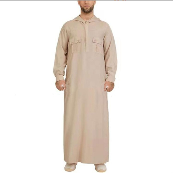 Limanying 2022 New Arabian simple men pocket hooded shirt muslim robe moroccan men abaya saudi jubba for men