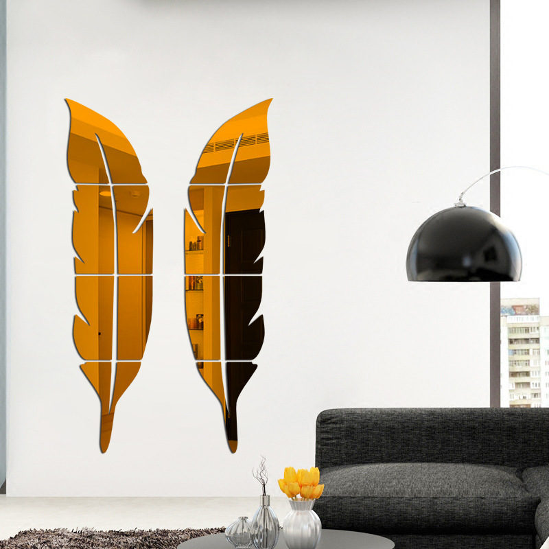 Feather Dressing Mirror Self-Adhesive 3d Mirror Wall Sticker