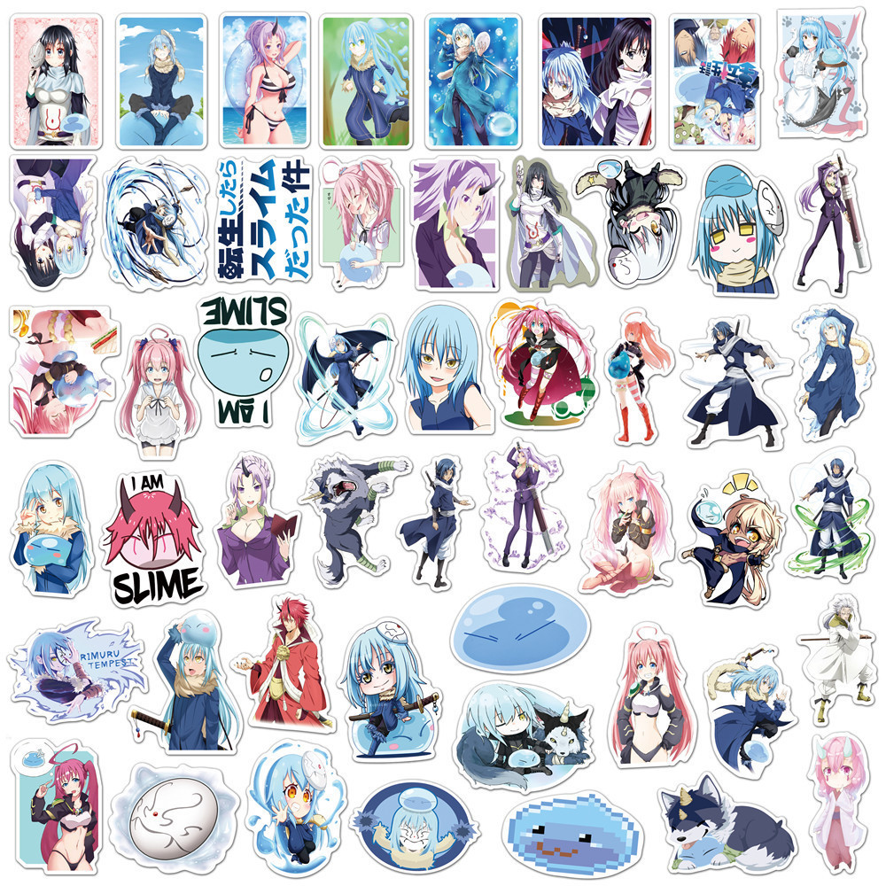 50Pcs That Time I Got Reincarnated as a Slime Decorative Stickers Label For Suitcase Laptop Bike Guitar Scrapbook Skateboard