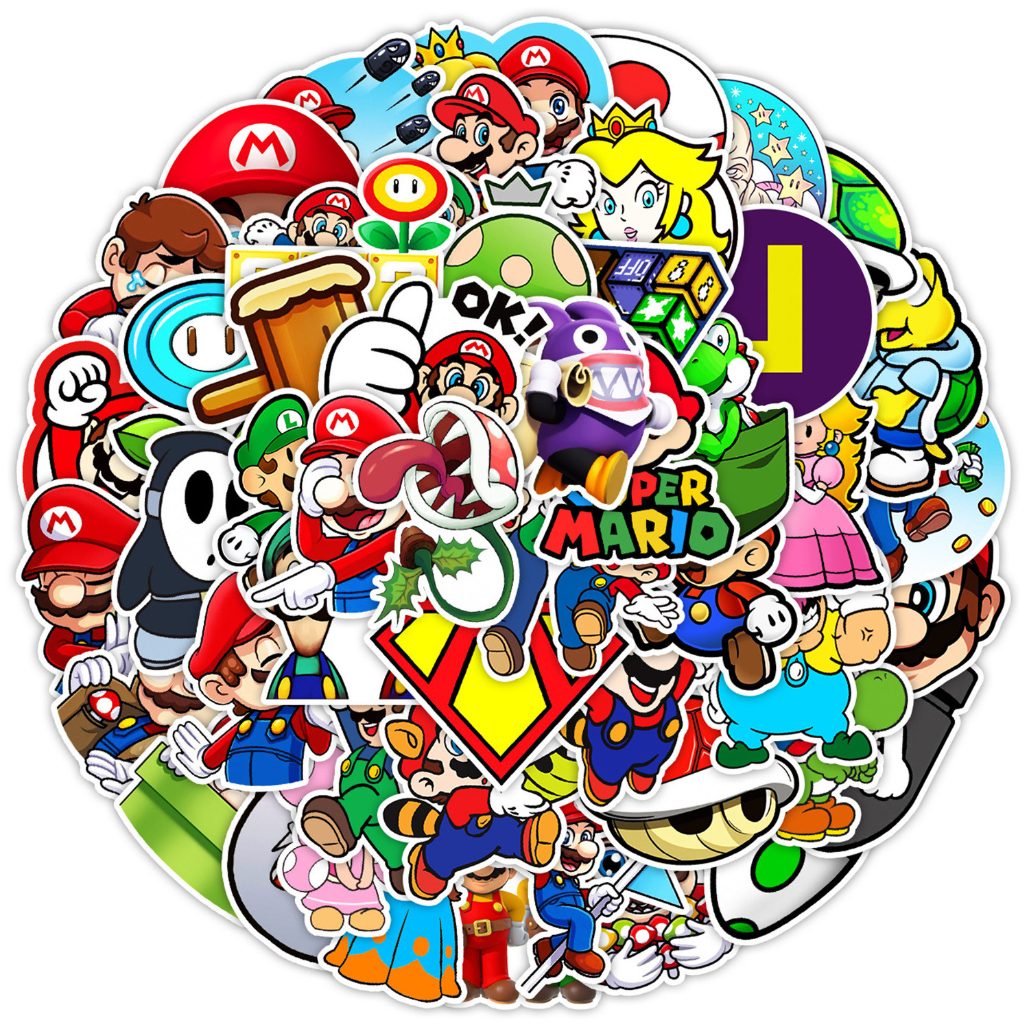 50Pcs Classic Game Super Mario Graffiti Stickers Decorative Label For Luggage Laptop Guitar Helmet Skateboard Waterproof Sticker