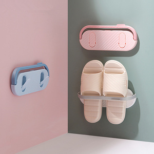 Multifunctional Bathroom Slipper Storage Rack Perforation-Free Wall Hangers Slipper Drain Organizer Storage Rack