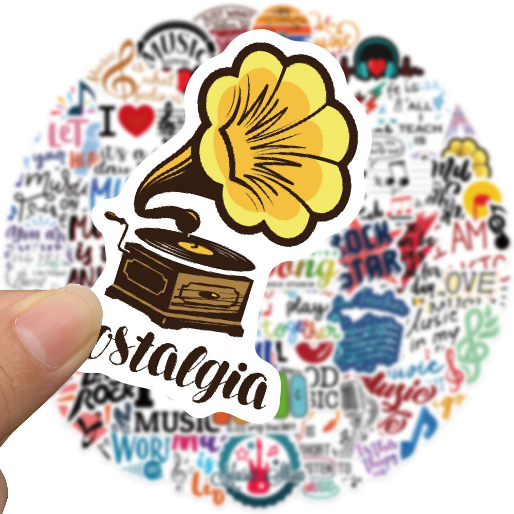 50Pcs Motivational Music Stickers Decorative Label For Luggage Laptop Guitar Notebook Skateboard Vinyl Waterproof Sticker