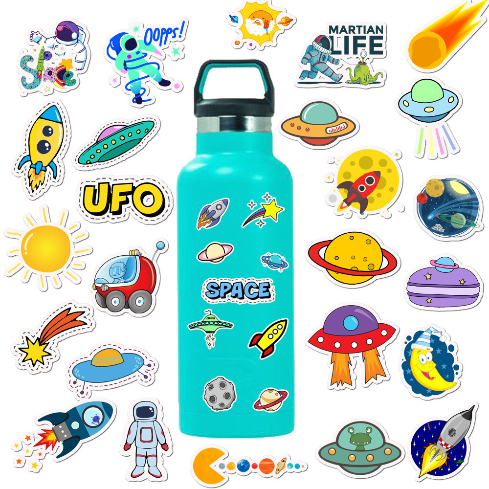 50Pcs Waterproof hand-painted cartoon planet luggage sticker