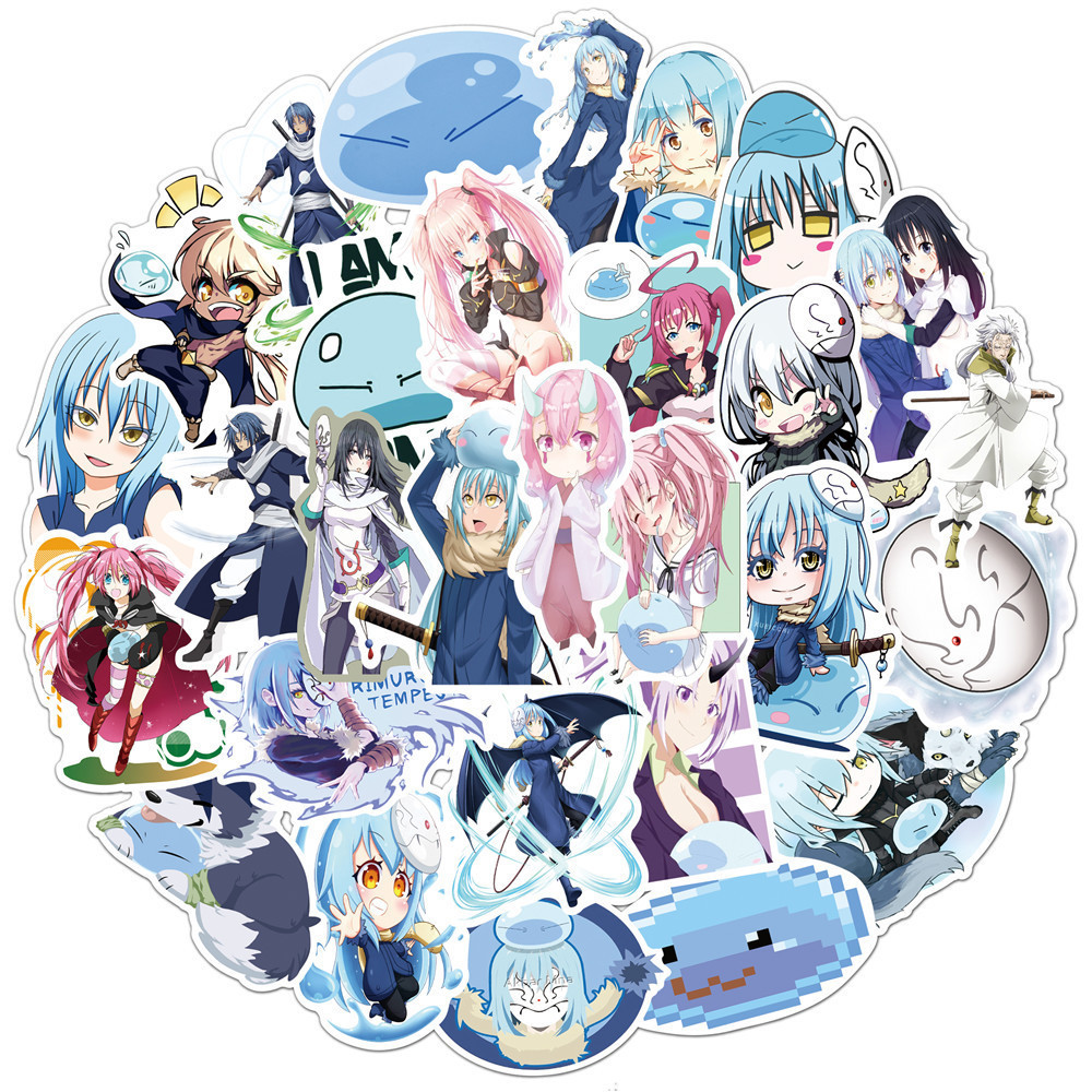 50Pcs That Time I Got Reincarnated as a Slime Decorative Stickers Label For Suitcase Laptop Bike Guitar Scrapbook Skateboard