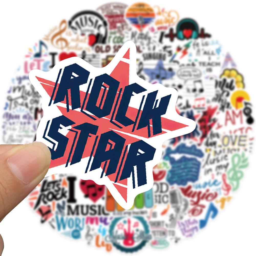 50Pcs Motivational Music Stickers Decorative Label For Luggage Laptop Guitar Notebook Skateboard Vinyl Waterproof Sticker