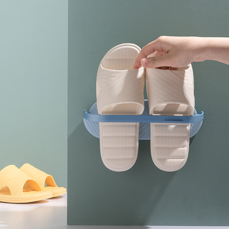 Multifunctional Bathroom Slipper Storage Rack Perforation-Free Wall Hangers Slipper Drain Organizer Storage Rack