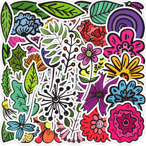 50Pcs Girl Liked Leaf Flower Graffiti Stickers Decorative Label For Luggage Laptop Guitar Helmet Skateboard Waterproof Sticker