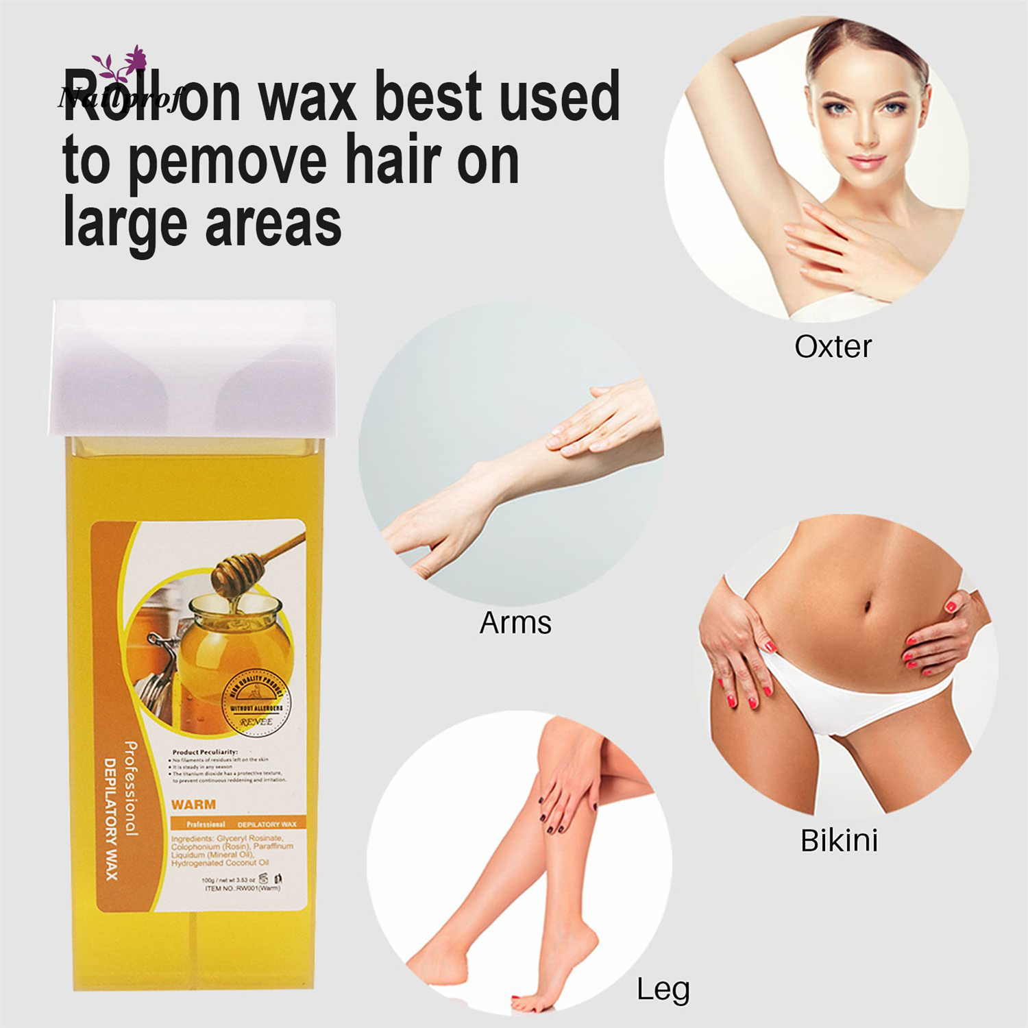 100g Wax Roll Depilatory Cartridge Soft for Hair Removal Wax Stick No Pain Honey Sugar Wax