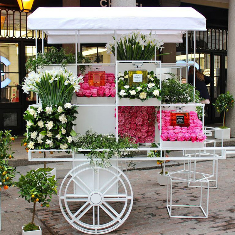 Custom Wedding Party Display Flower Candy Cart Desserts Sweet Cart With Wheel