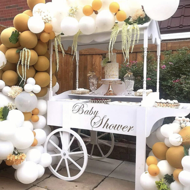 Custom Wedding Party Display Flower Candy Cart Desserts Sweet Cart With Wheel