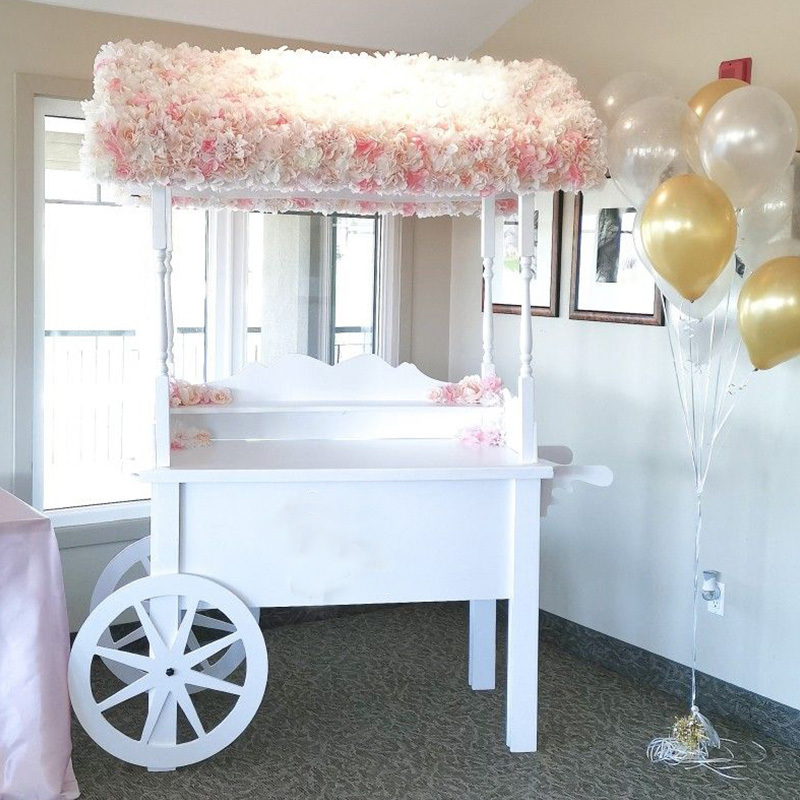 Custom Wedding Party Display Flower Candy Cart Desserts Sweet Cart With Wheel