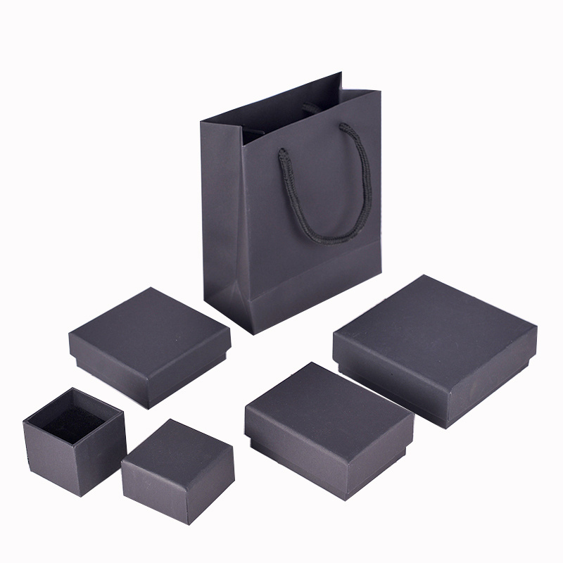 eco friendly material black brown kraft small paper box ring neeclace bracelet jewelry packaging