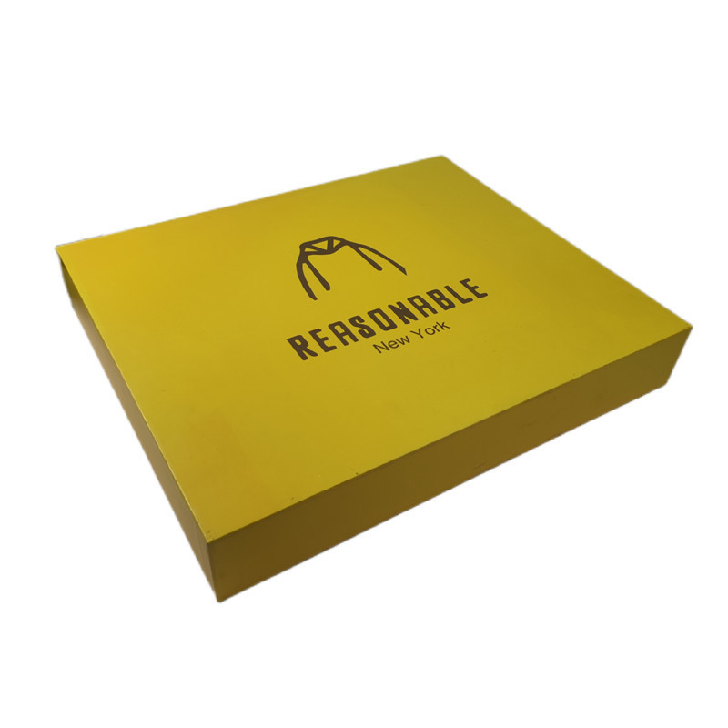 rigid cardboard yellow pull out sliding drawer T shirt custom packaging box for clothes