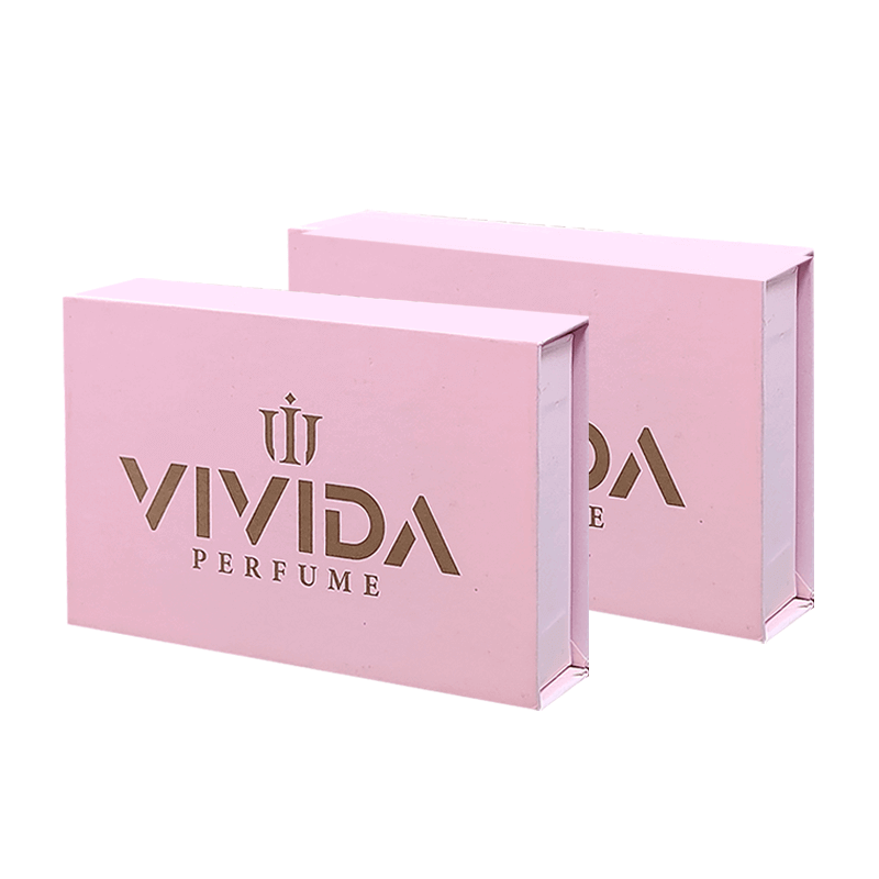 custom pink with gold logo vial perfume glass bottle foam protection packaging magnetic paper boxes for mini perfumes bottles