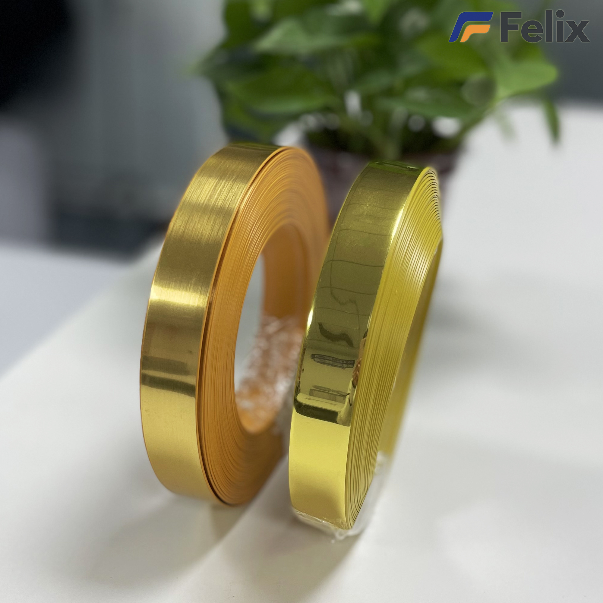 custom metallic brushed golden decorative glue for pvc edging banding tape trim strip exquisite edge band roll