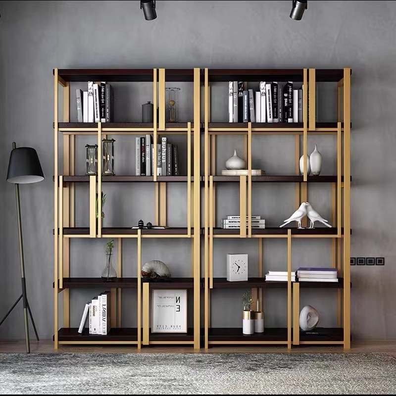 OEM/ODM custom vertical modern board metal bookcases wood book rack bookshelf for living room bedroom