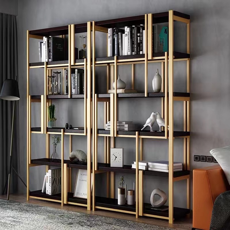 OEM/ODM custom vertical modern board metal bookcases wood book rack bookshelf for living room bedroom