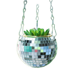 Unique Hanging Disco Ball Planter Pot Plant Hanger For Outdoor Indoor Plants