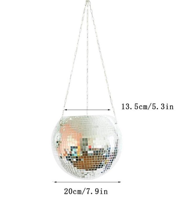 Unique Hanging Disco Ball Planter Pot Plant Hanger For Outdoor Indoor Plants