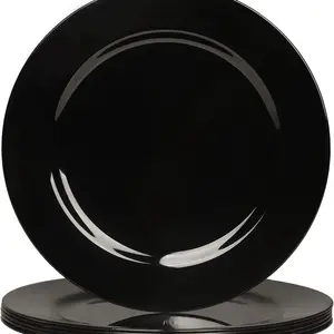 13 Inch Wedding Charger Plates Black Charger Plate Plastic Round Chargers Plates Party Dinner Decoration