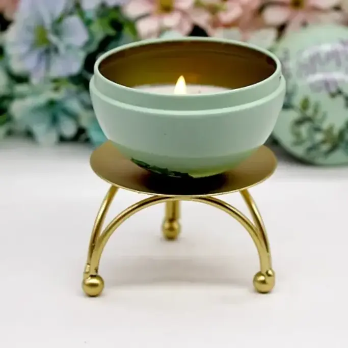 Gold Metal Plate Candle Holder Decorative Iron Pillar Teapot Plate,Candle Stand For Wax Candlesticks For Tea Light Holder