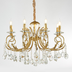 zhongshan small gold vintage candle crystal chandelier for dining room/farmhouse/living room/bedrooms