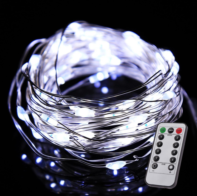 5m 10m 20m Ip65 Waterproof Remote Control 8 Lighting Modes Battery Powered Lights Colourful Led Copper Wire Fairy String Lights