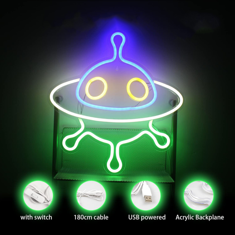 Spaceship Astronaut Alien Acrylic Moon Star Neon Light Usb Powered Led Rocket Neon Sign For Wall Game Room Party Bar Decoration