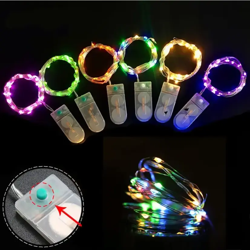 20 Led 2m Micro Battery Powered 3 Functions Flashing Copper Wire Light Fairy Christmas Wedding Decoration Led String Lights