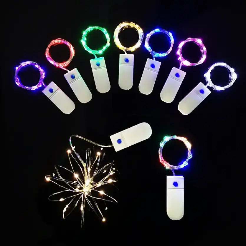 20 Led 2m Micro Battery Powered 3 Functions Flashing Copper Wire Light Fairy Christmas Wedding Decoration Led String Lights