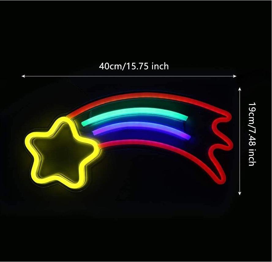 Star Hanging Acrylic Neon Light Usb Powered Night Lamp Led Meteor Neon Sign For Wall Kids Room Party Bar Festival Decoration