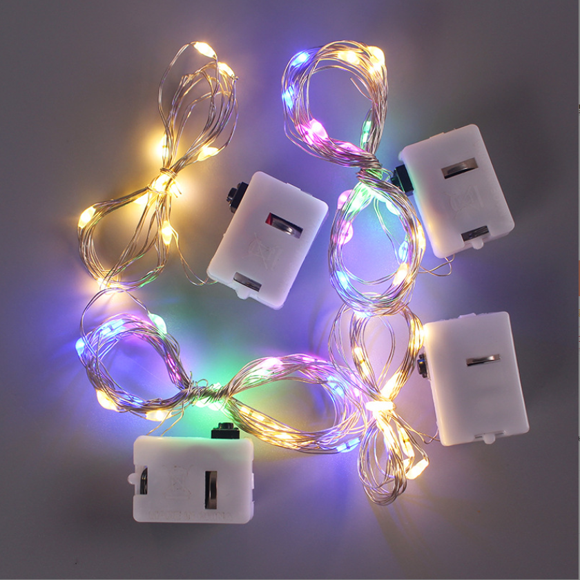 LED Copper Wire String Light 3-Function Flashing Mode Button Battery Box Led Decorative Serial Lights Holiday Light