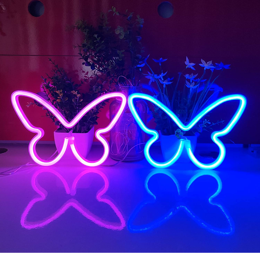 Neon Night Light Sign Wall Art Sign Battery Operated Hanging Kids Bedroom Home Party Decoration Led Butterfly Neon Sign Light