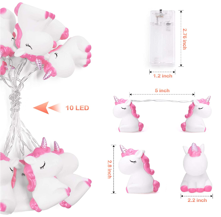 Cute Cartoon Unicorn Vinyl Battery Operated String Lights Silicone Cloud Star Bunny Led Night Lights For Kids Room Decoration