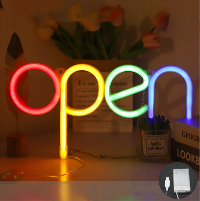 13.8'' Usb Battery Operated Neon Light Night Lamp Led Open Neon Sign For Business Shop Party Bar Salon Stores Hotel Decoration