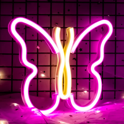 Led Neon Night Light Sign Wall Art Sign USB/Battery Operated Butterfly Neon Lights For Kids Room Aesthetic Party Bar Decoration