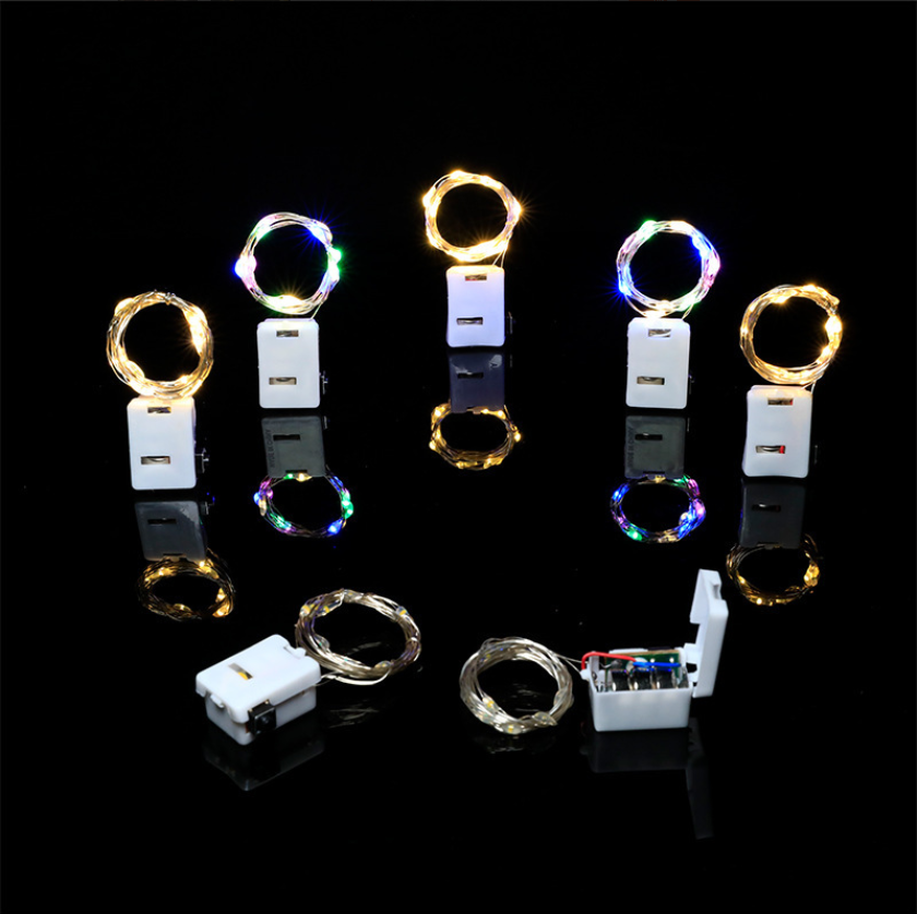 LED Copper Wire String Light 3-Function Flashing Mode Button Battery Box Led Decorative Serial Lights Holiday Light