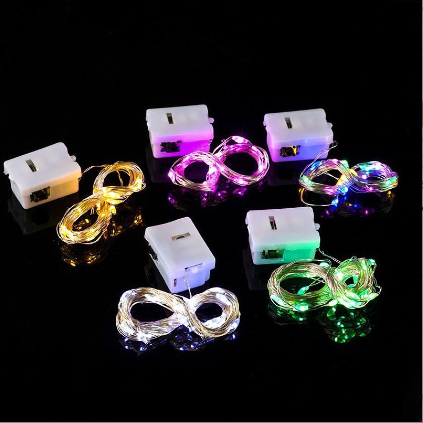 LED Copper Wire String Light 3-Function Flashing Mode Button Battery Box Led Decorative Serial Lights Holiday Light