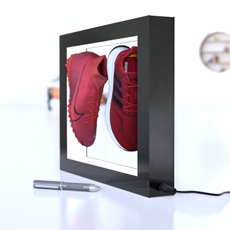 Double Floating Shoes Display Rack Sever Levitating Shoes Display Stand With Led Lighting