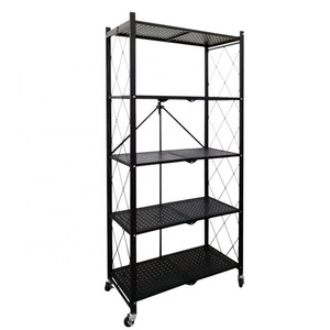 Multi-layer Metal Folding Storage Rack, Foldable Rack Shelf For Book, Foldable Kitchen Rack With Rotating