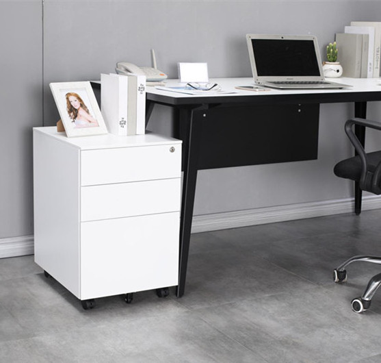 High quality 3 drawer steel office use white metal file storage mobile pedestal cabinet