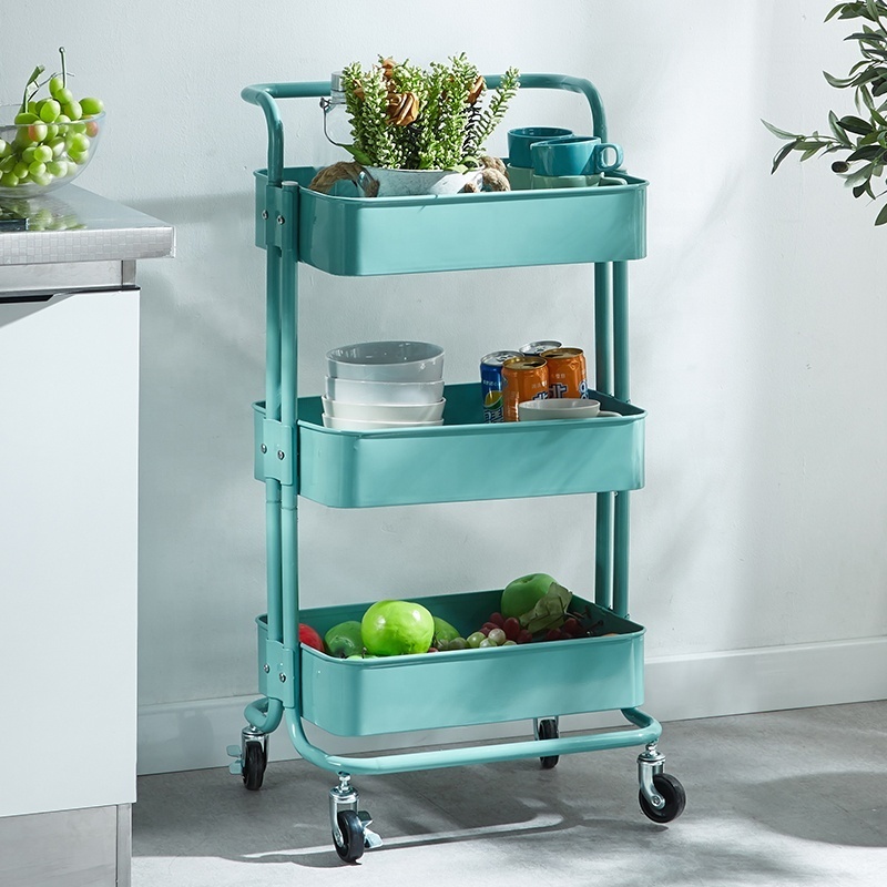 3-Tier High Quality Hot Sale Modern Metal Storage Rack Kitchen Serving Trolley Cart Kitchen Furniture