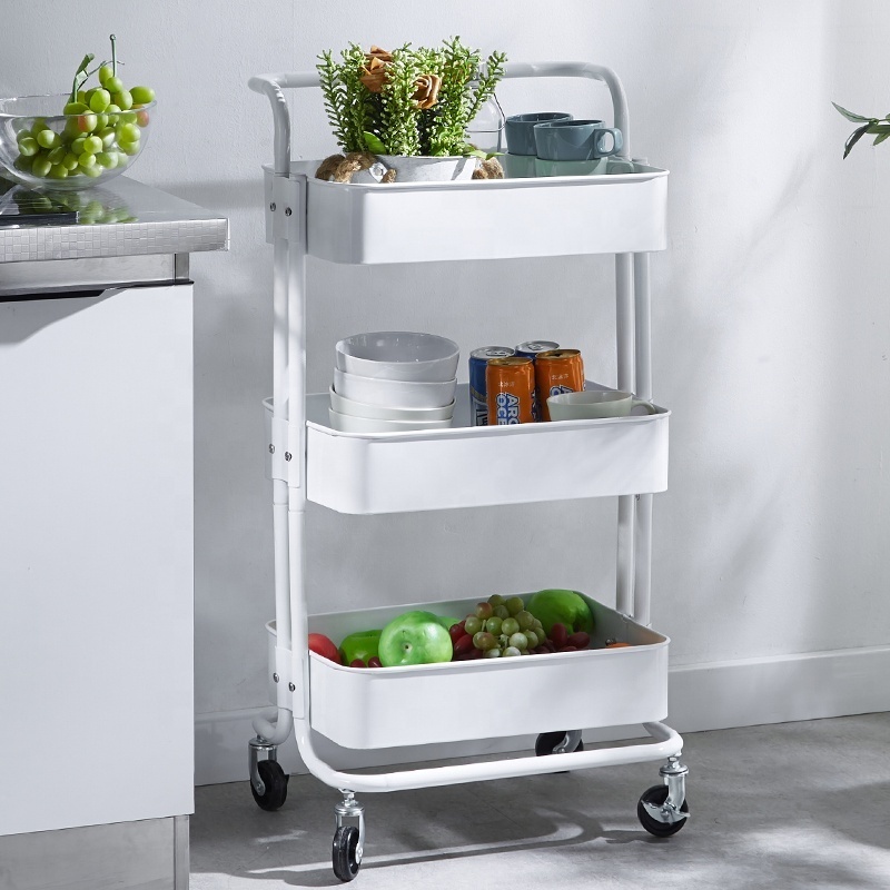 3-Tier High Quality Hot Sale Modern Metal Storage Rack Kitchen Serving Trolley Cart Kitchen Furniture