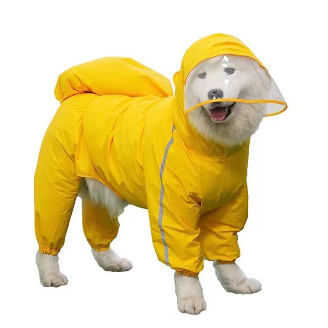 Dog raincoat waterproof full package pet big Labrador dog umbrella clothing Medium large dog Golden