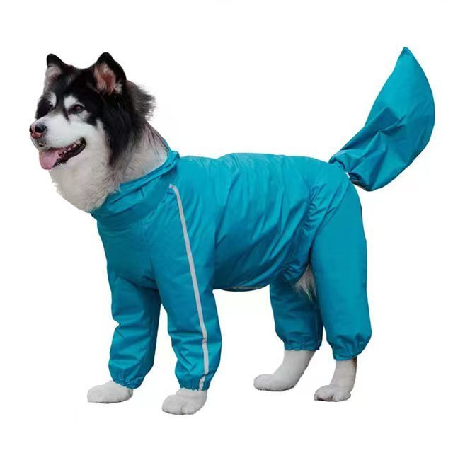 Dog raincoat waterproof full package pet big Labrador dog umbrella clothing Medium large dog Golden